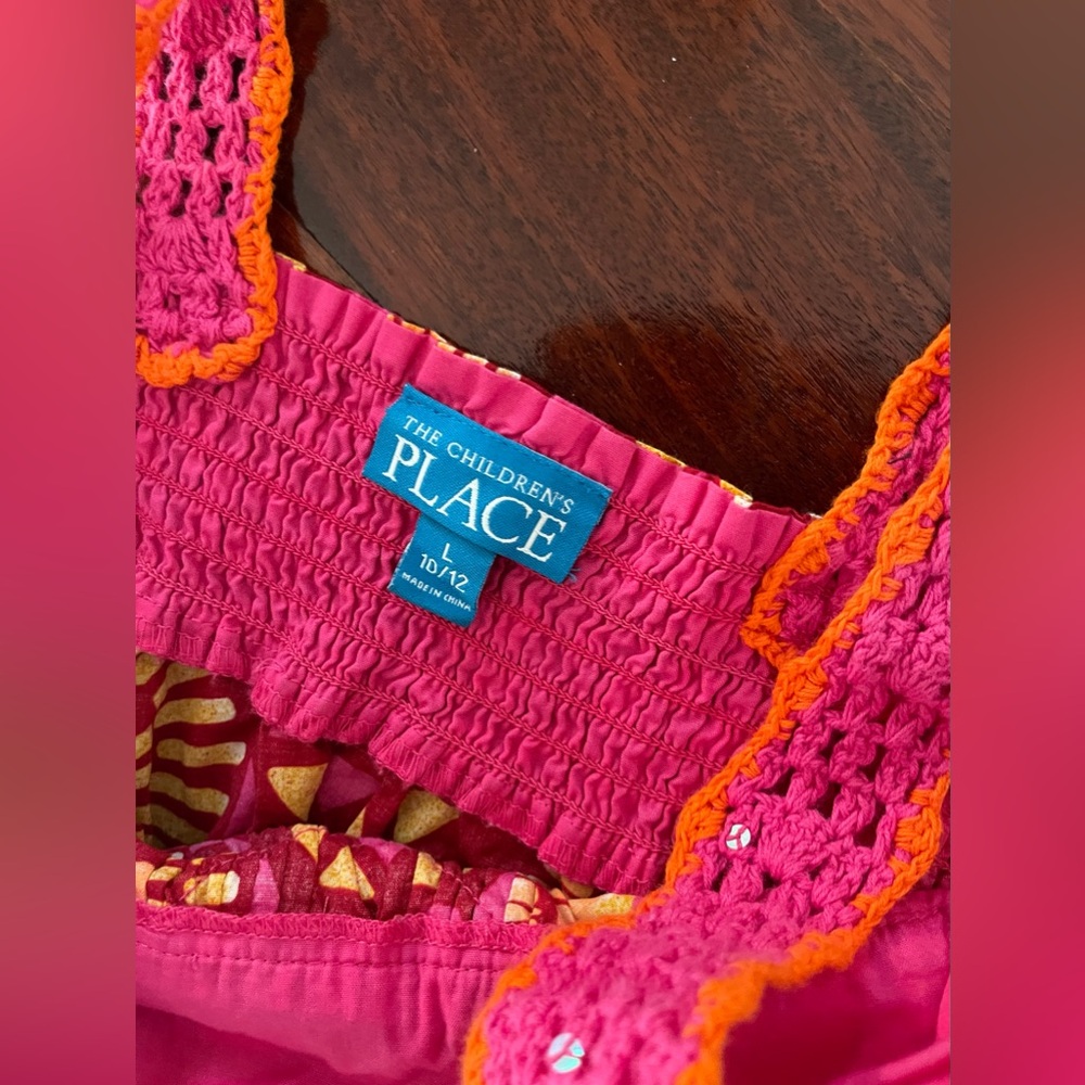 Children’s Place Big Girls Smoked Crochet Beads Tank Top Shirt Tee Size L 10 12 - Picture 5 of 6